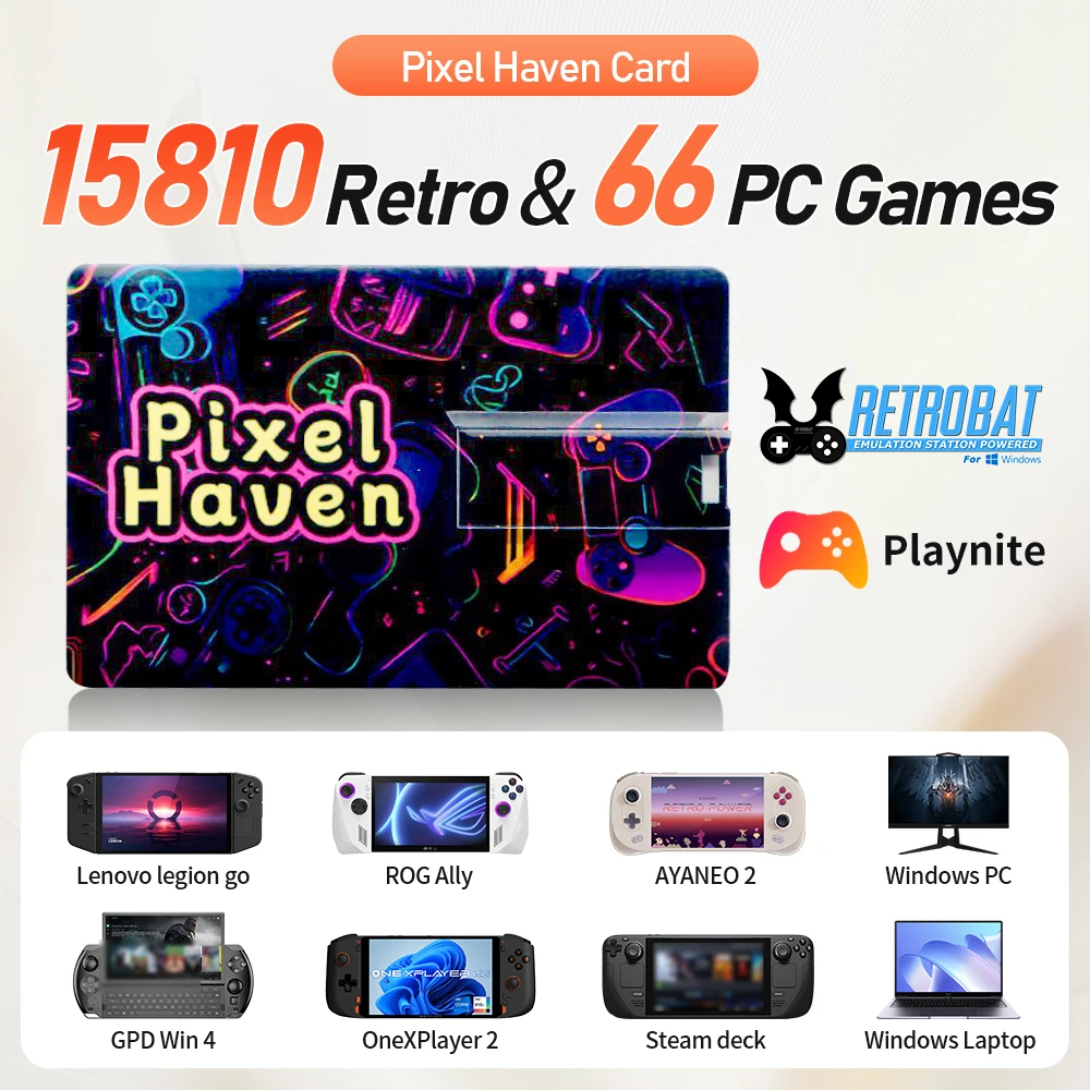 Pixel Haven-Karte mit 15876 Spielen für XBOX/SWITCH/PS3/PS2/DC/N64/NES für Rog Ally&Legion GO&OneXPlayer&AYANEO WIN PC/Handheld