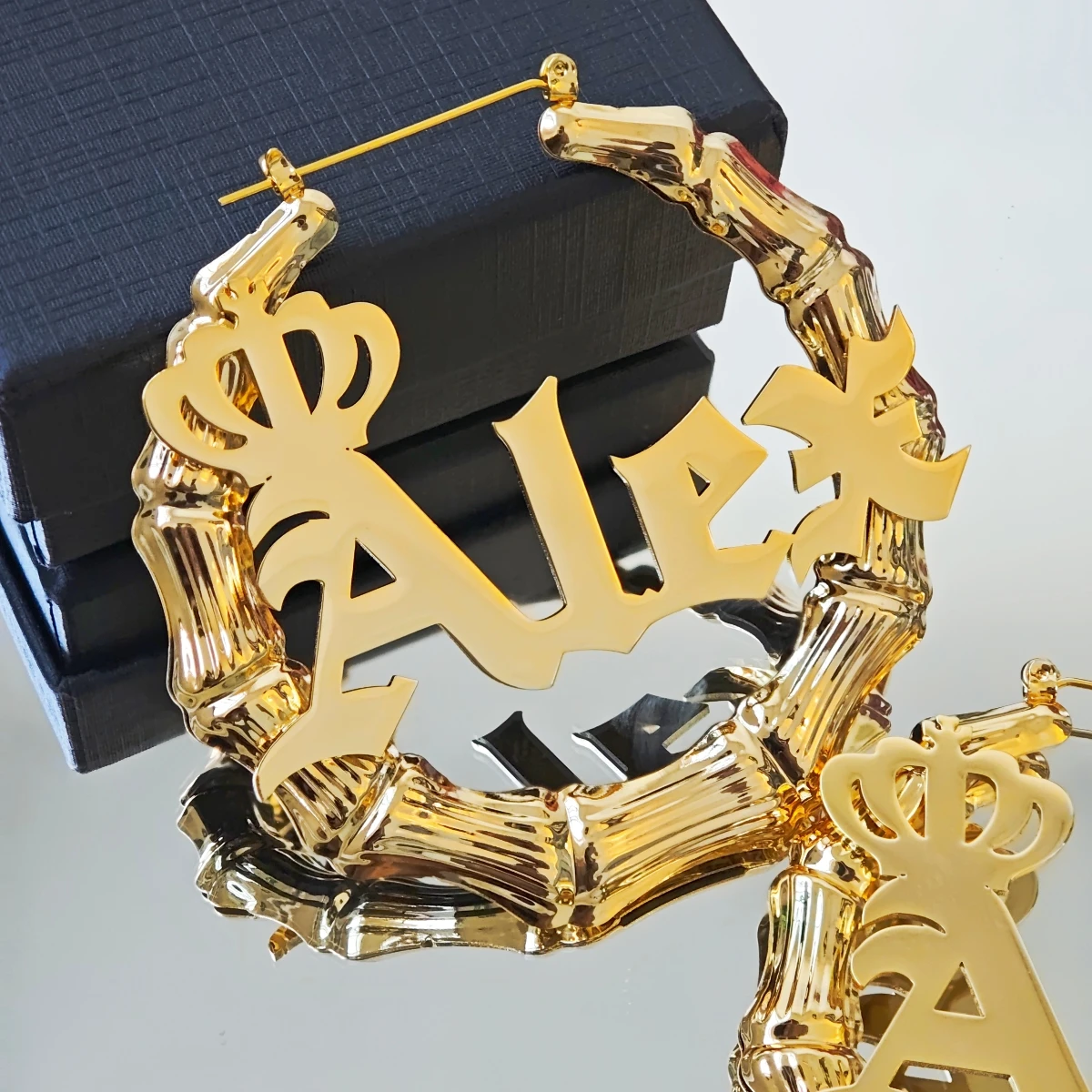 Customized Stainless Steel Earrings Custom Name Earrings 100mm Earrings 18k Gold Earrings Non Fading Earrings Gifts for Family