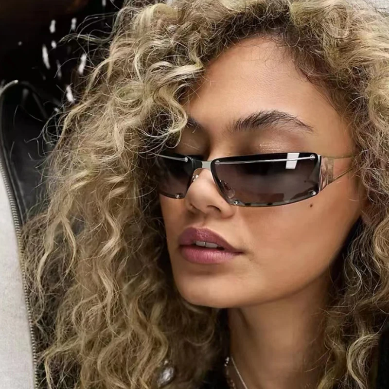 Wandern Mode Quadratischen Rahmen Hohl Brillen Rand Cut Y2K Anti Licht Gläser Persönlichkeit Straße Schießen Vielseitige Brillen Image