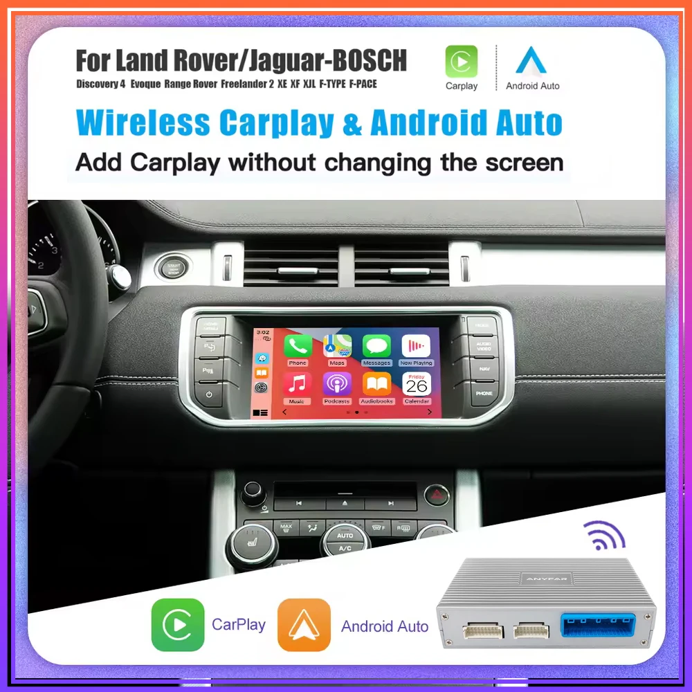 Drahtloses Carplay Android Auto passend für Land Rover Jaguar Bosch Discovery 4 Evoque Freelander 2 XE XF XJ Decorde Image