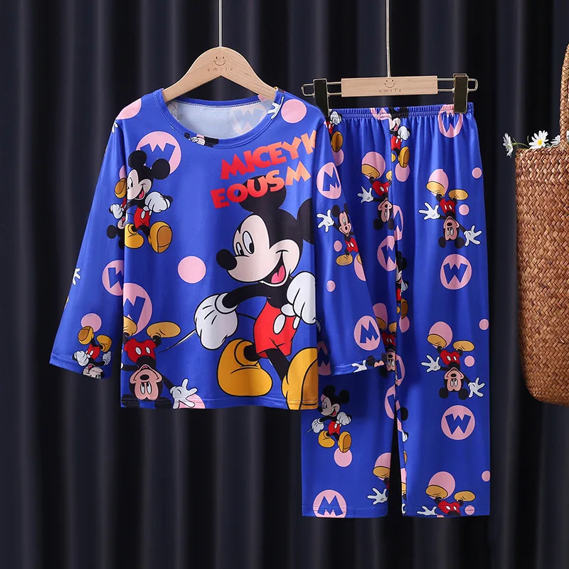 New Children's Pajamas Set Minnie Mickey Boy Girl set Cartoon Longsleeved Pajamas Pajamas Free Shipping Pajama Set