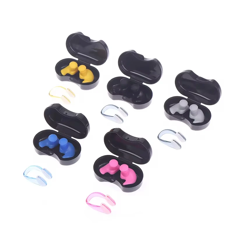 【2-in-1 Set】Silicone Swimming Earplugs with Nose Clip - Waterproof Noise Cancelling for Pool/Sleep, Eco-Friendly Soft Design