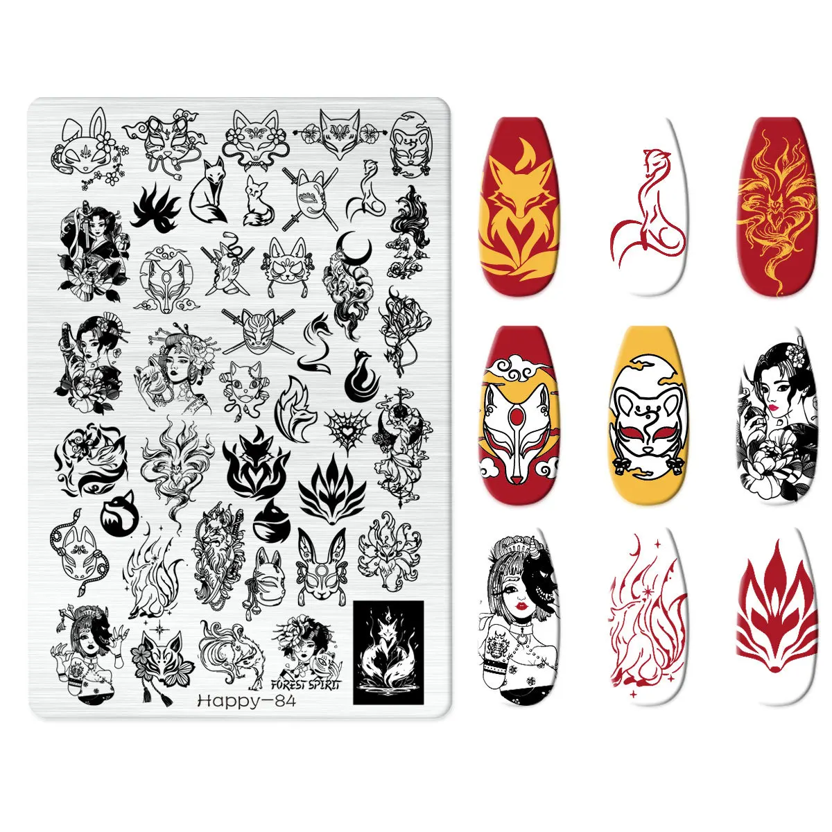 14,5*9,5 cm Vorlage Nagel Stempelplatten Nail art Stamper Schablonen Sterne Fuchs Feuer Muster Kawaii Bogen Bild Platte maniküre Werkzeuge Image