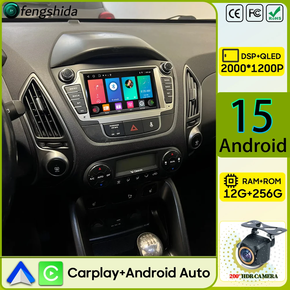 Auto Radio Carplay Für Hyundai Tucson 2 LM IX35 2009-2015 Navigation GPS Android 15 Android Auto auto Monitor Video 4G Keine 2din DVD