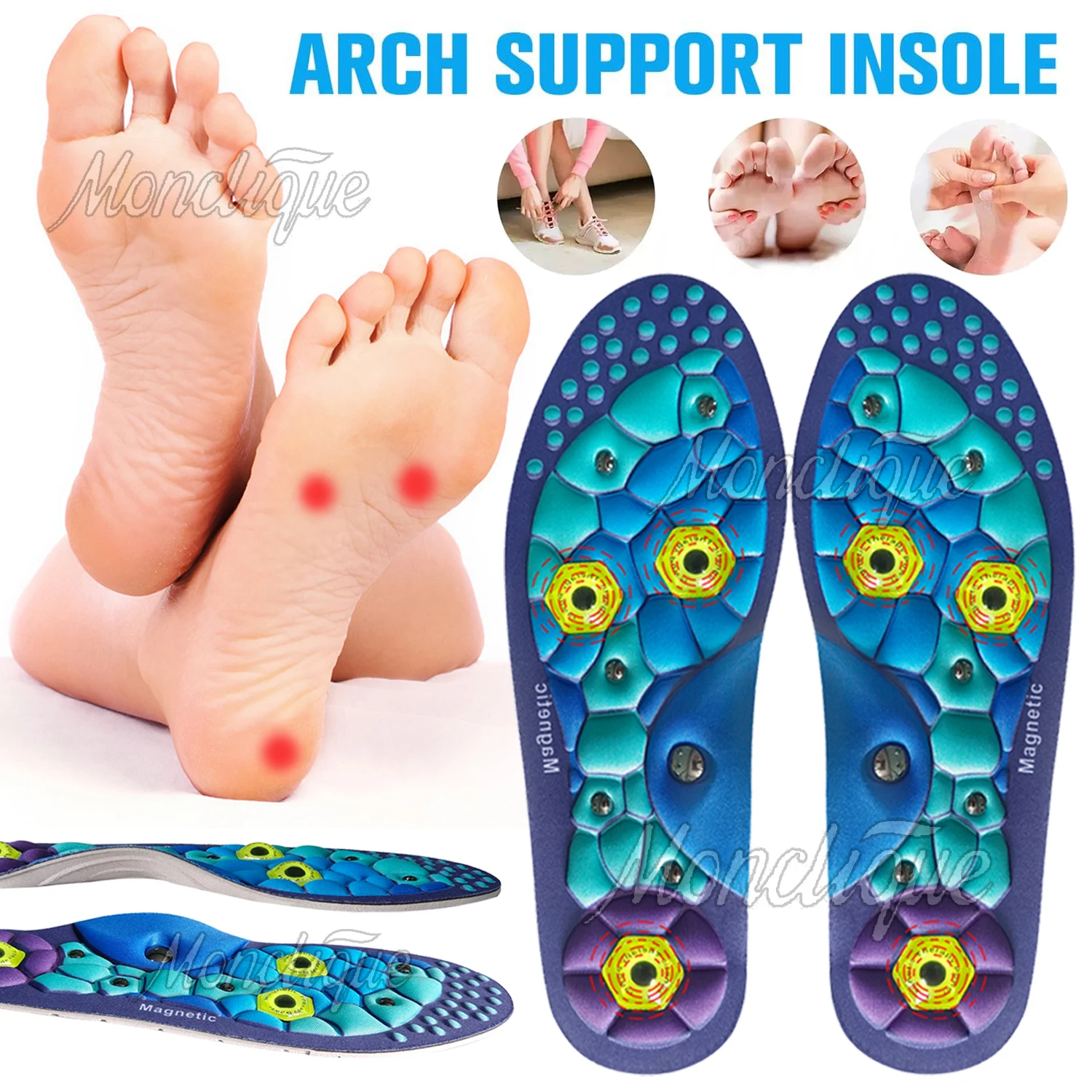 Medizinische Fuß Magnetische Therapie Sport Einlegesohlen Massage Gewicht Verlust Abnehmen Akupressur Einlegesohle Anti-müdigkeit Gesundheit Pflege Schuh Pads Image