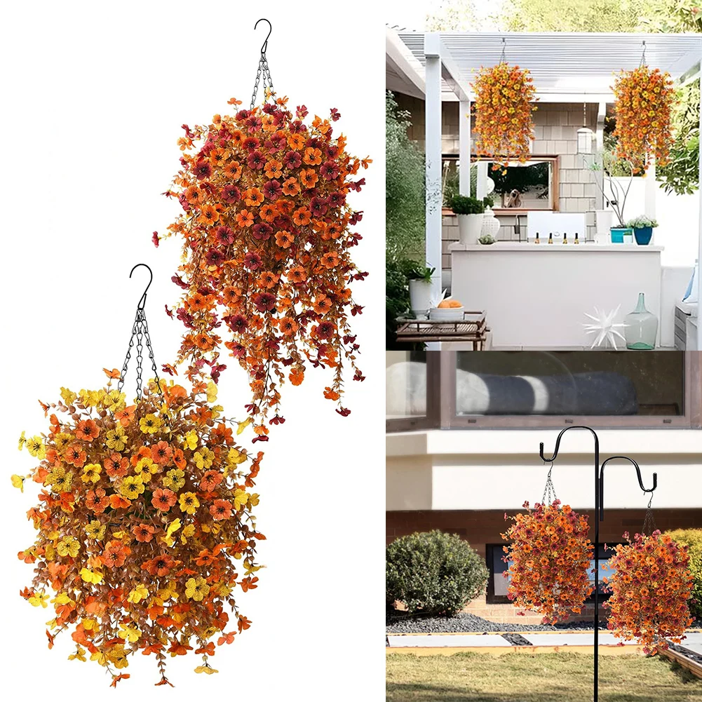 Künstliche gefälschte hängende Pflanzen Blumen Faux Kunststoff Morning Glory lange Ranken für Hausgarten Veranda Terrasse Pflanze Outdoor Dekor Image