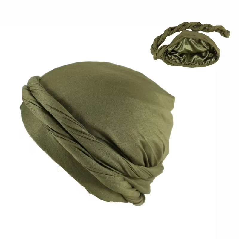 Vintage Turban für Männer Vintage Kopfwickel für Männer Stretch Modal und Satin Turban Schal Krawatte für Haare