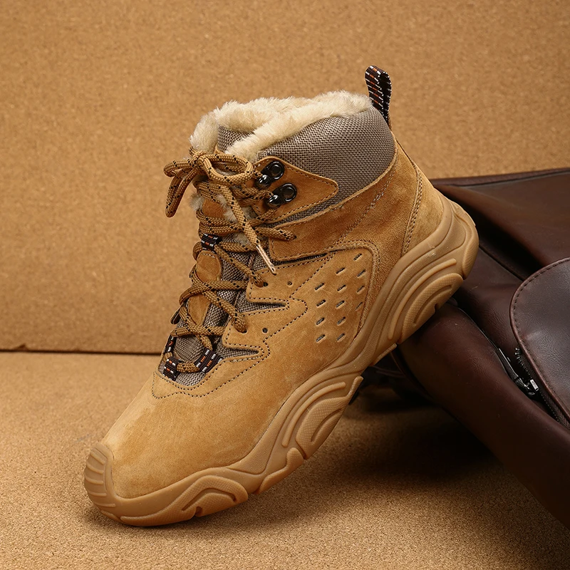 Herrenstiefel, Outdoor-Wanderstiefel, Camping- und Trekking-Stiefeletten, warme Herrenschuhe mit Baumwollfutter für den Winter, Schneestiefel, Freizeitschuhe