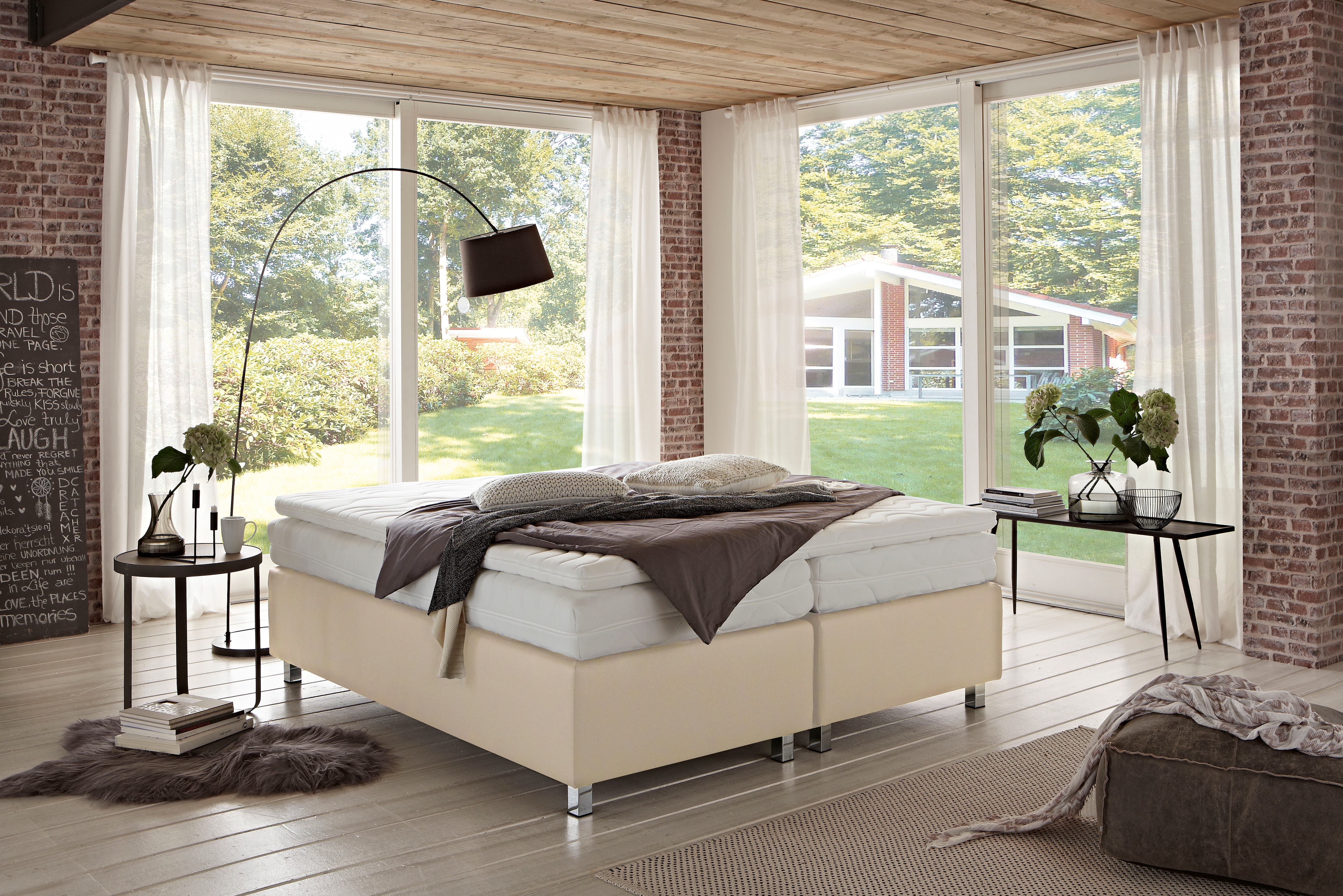 Boxspringbett "London", vanille, B:160cm L:200cm, WESTFALIA SCHLAFKOMFORT, Komplettbetten Image