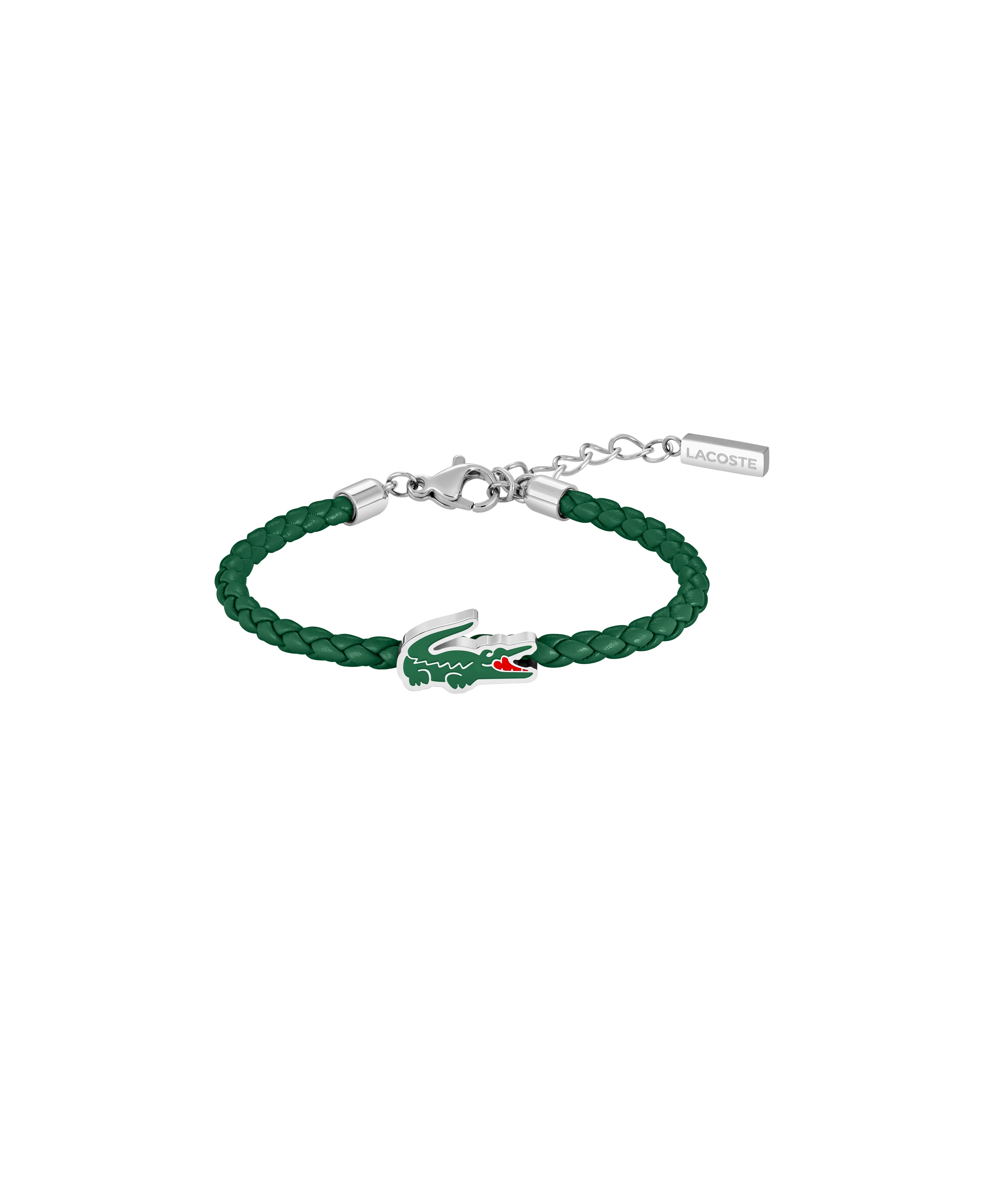 Armband LACOSTE "CUTIE CROC", edelstahlfarben, grün, Armbänder, 16cm, Edelstahl Leder, Edelstahl, Leder Image