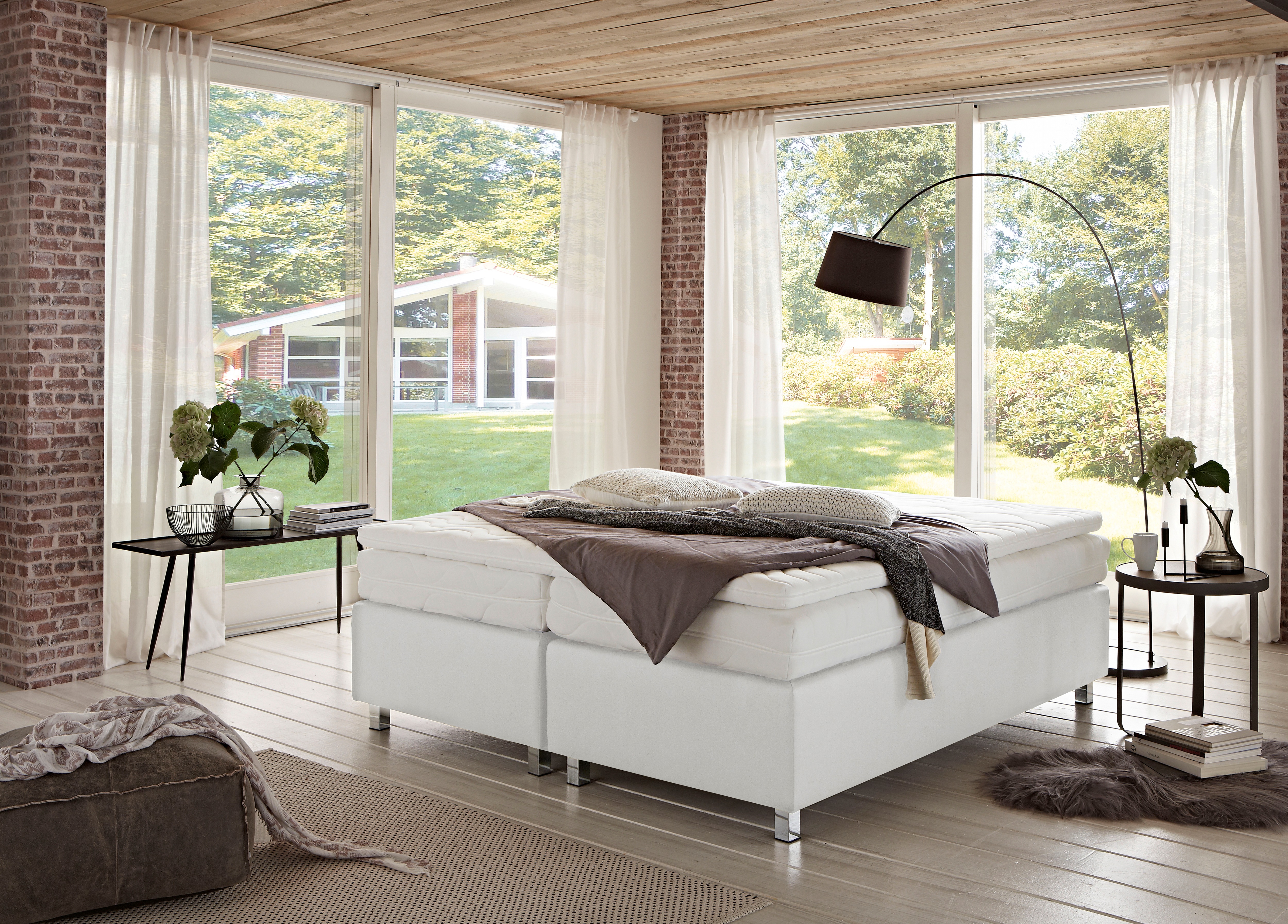 Boxspringbett "London", weiß, B:200cm L:200cm, WESTFALIA SCHLAFKOMFORT, Komplettbetten Image