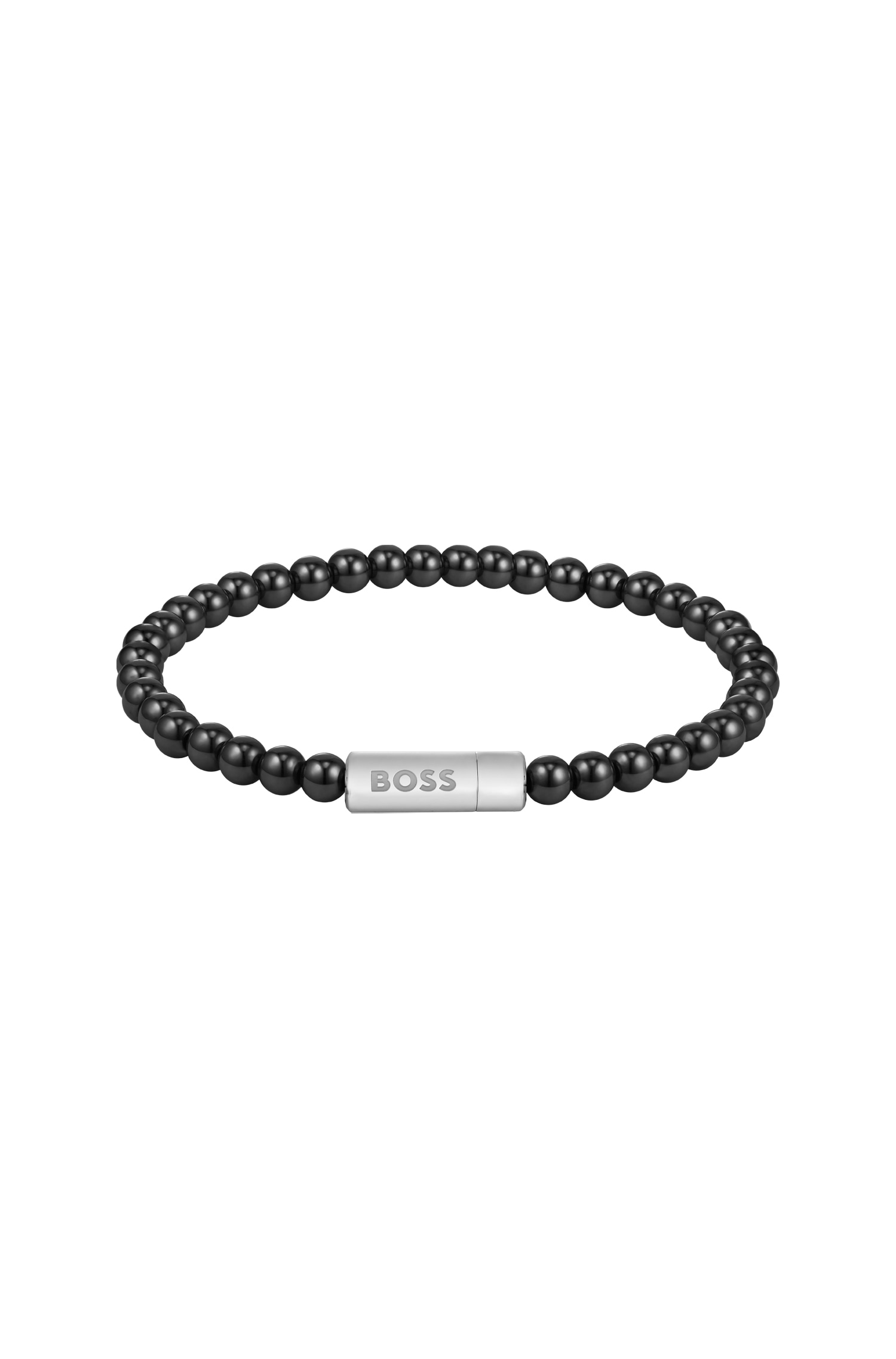 Armband BOSS "SPHERE BEADS", edelstahlfarben, schwarz, schwarz, Armbänder, 19cm, Edelstahl, mit Onyx oder Hämatit Image