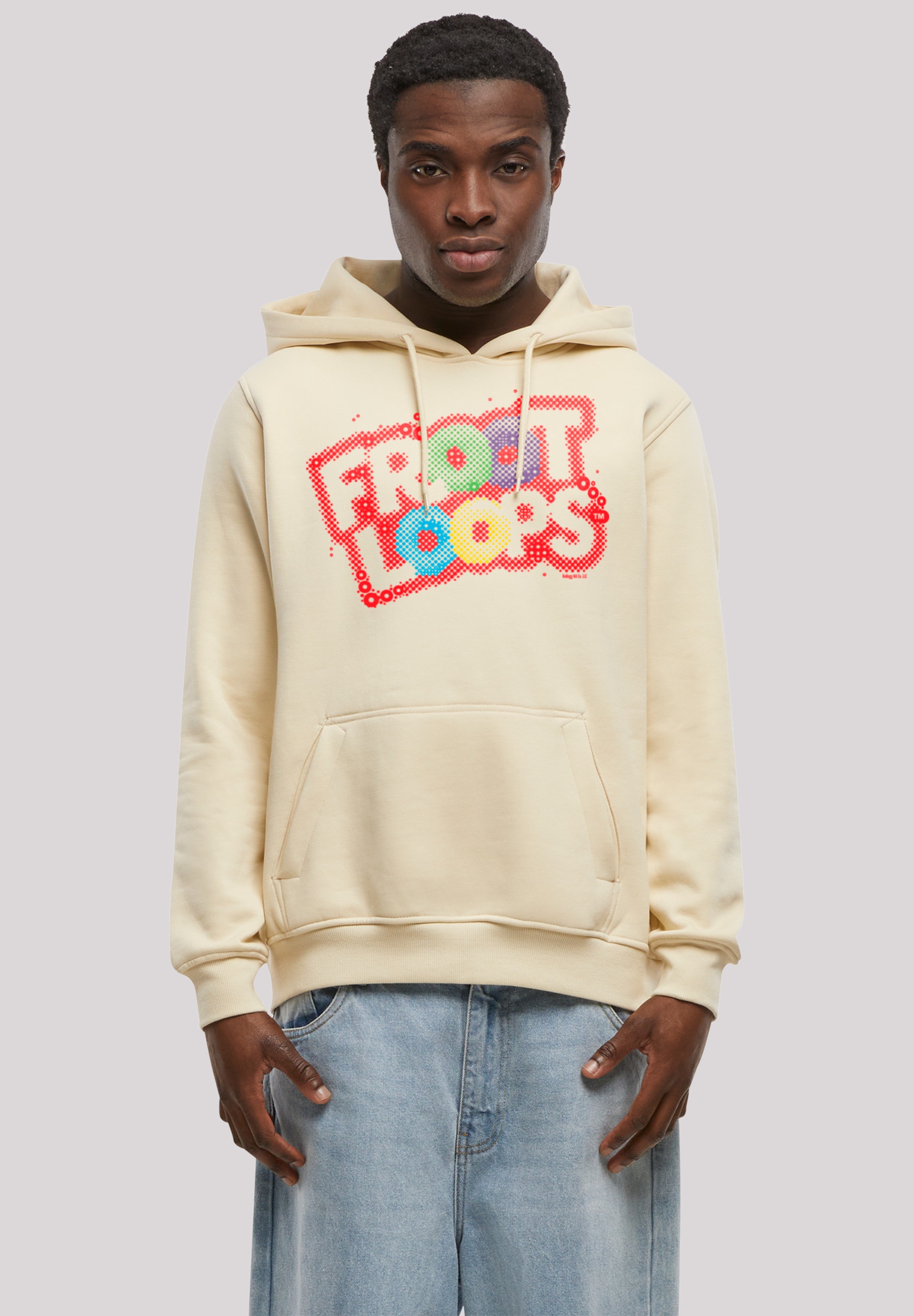 Kapuzenpullover F4NT4STIC "Kellogg's Froot Loops Breakfast Cereal Pop Art", Herren, Gr. L, sand, Obermaterial: 65% Baumwolle, 35% Polyester, slim fit, Pullover, Premium Qualität Image