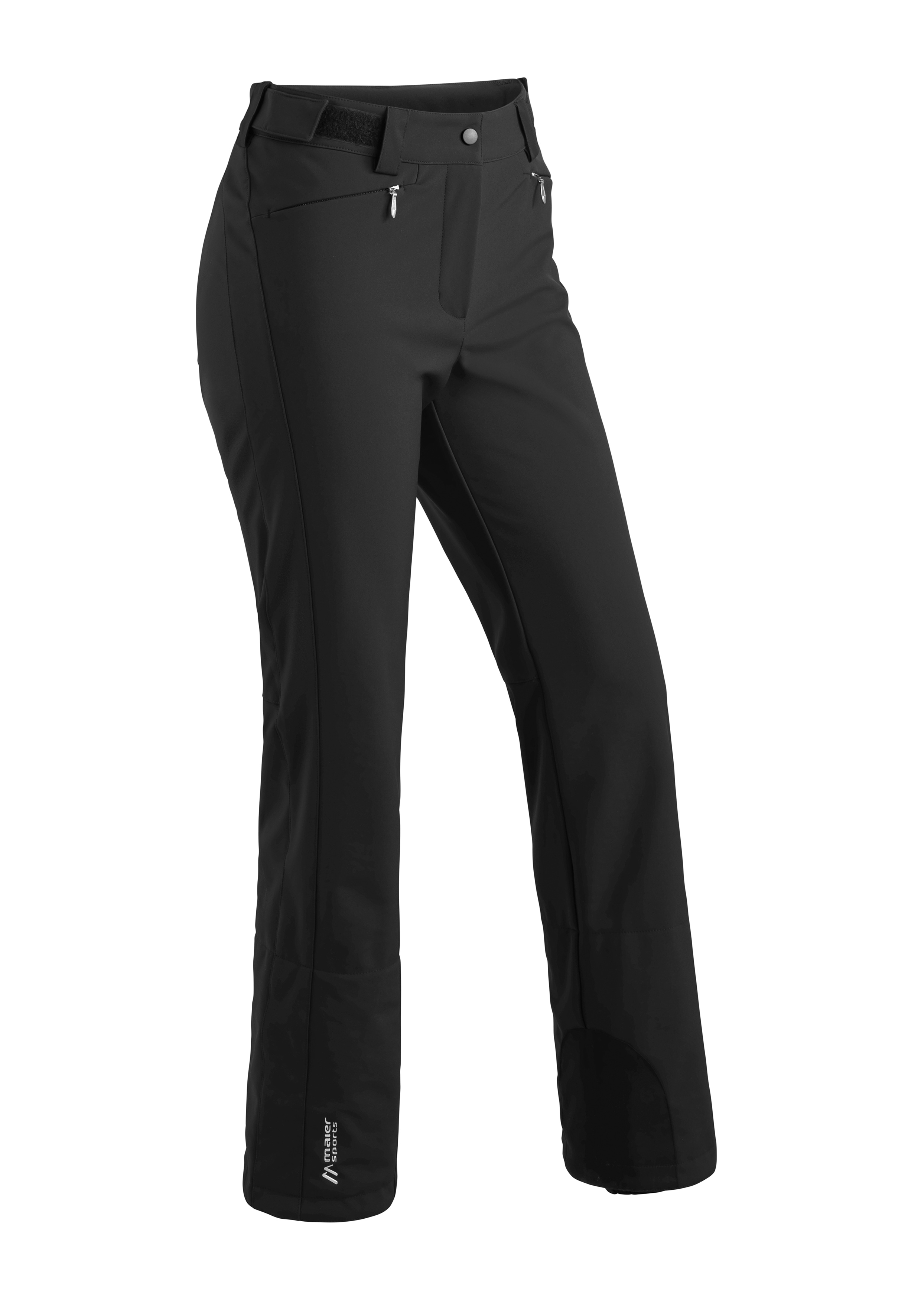 Skihose MAIER SPORTS "Mary 2.0", Damen, Gr. 42, Normalgrößen, schwarz, VORDERSEITE: 92% POLYESTER, 8% ELASTHAN; RÜCKSEITE: 100% POLYESTER, Hosen, Damen Softshellhose, atmungsaktiv und winddicht, Slim Fit Image