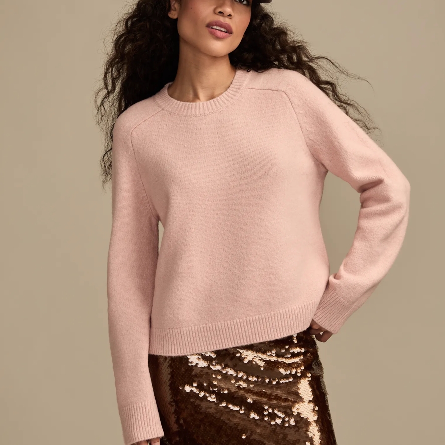 Lucky Brand Cloud Soft Crew Neck Sweater - Women's Clothing Outerwear Tops Sweatshirts Crewneck Hoodies in Rose Smoke, Size M