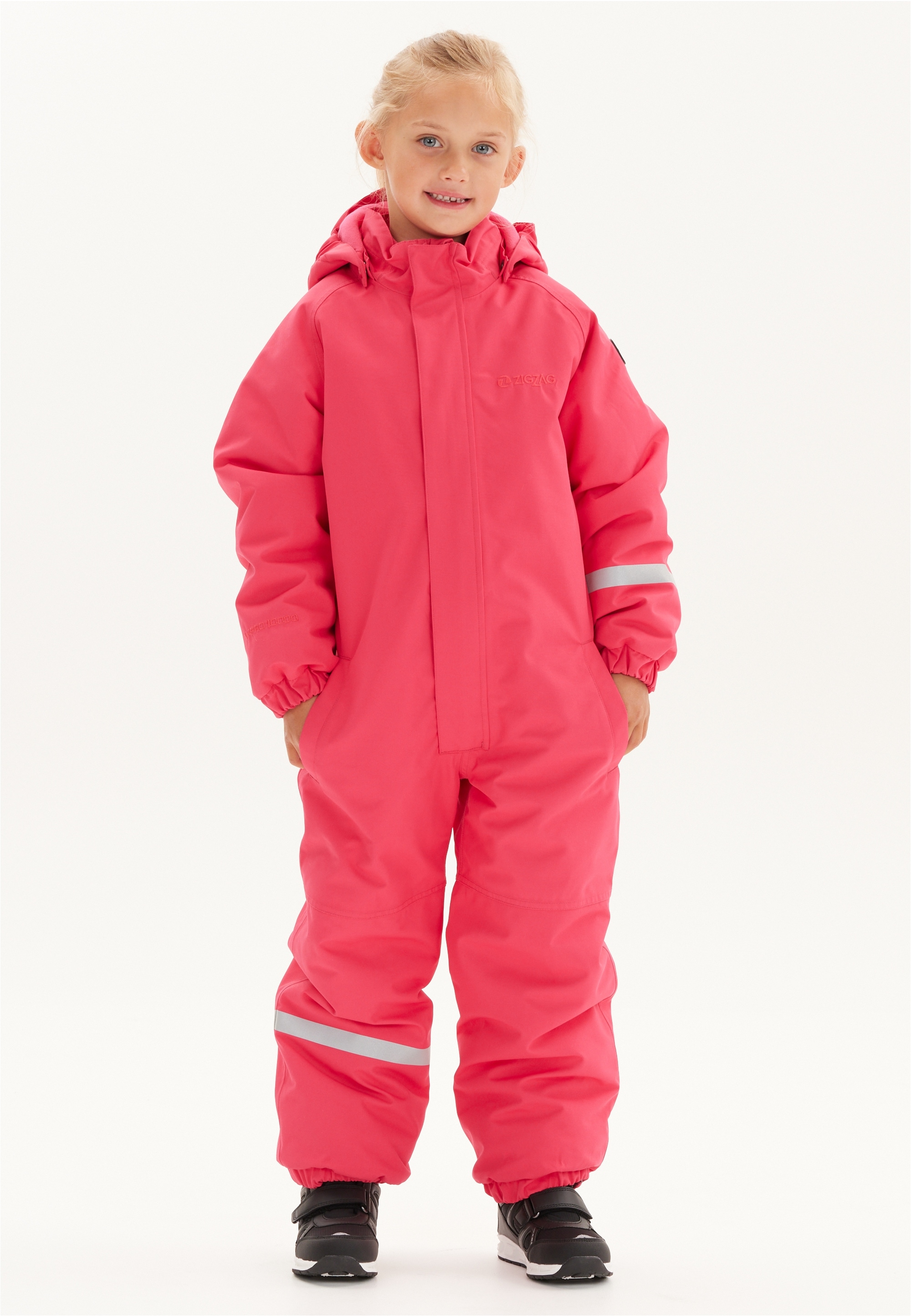 Schneeoverall ZIGZAG "Vally", Kinder, Gr. 128, pink (neonpink), 100% Polyester, lang, Overalls, mit wasser- und winddichter TPU-Membran Image