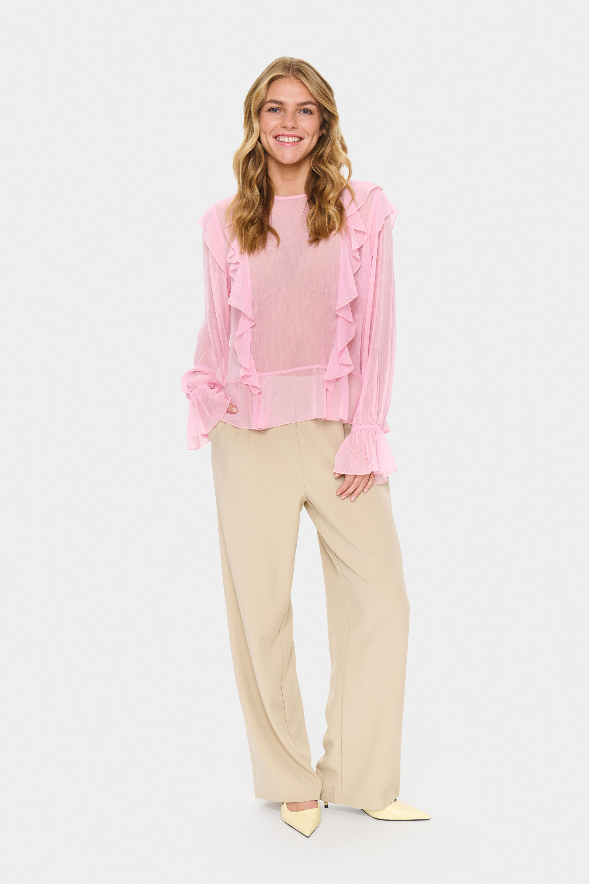 Langarm-Bluse LabelleSZ Gerade Passform pink Image