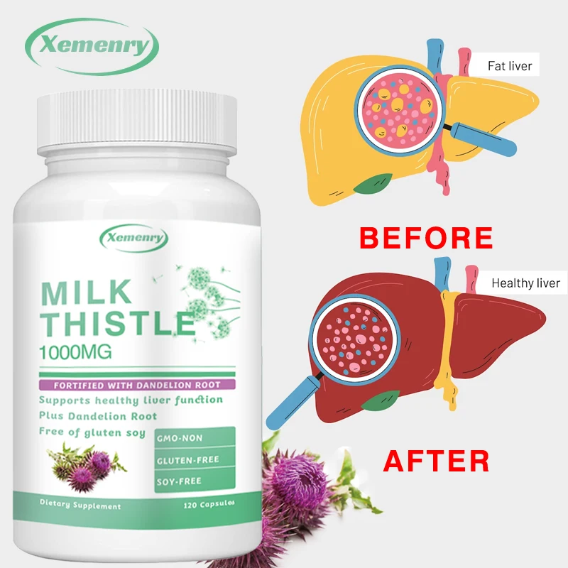 Milk Thistle Capsules - with Dandelion Root, for Liver Health, Liver Detox and Cleanse, Promotes Skin and Digestive Health
