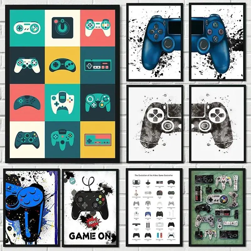 Modern Video Game Controllers Poster Handheld Game Console Gamepad Canvas Painting Wall Art Print for Gamer Room Home Decor