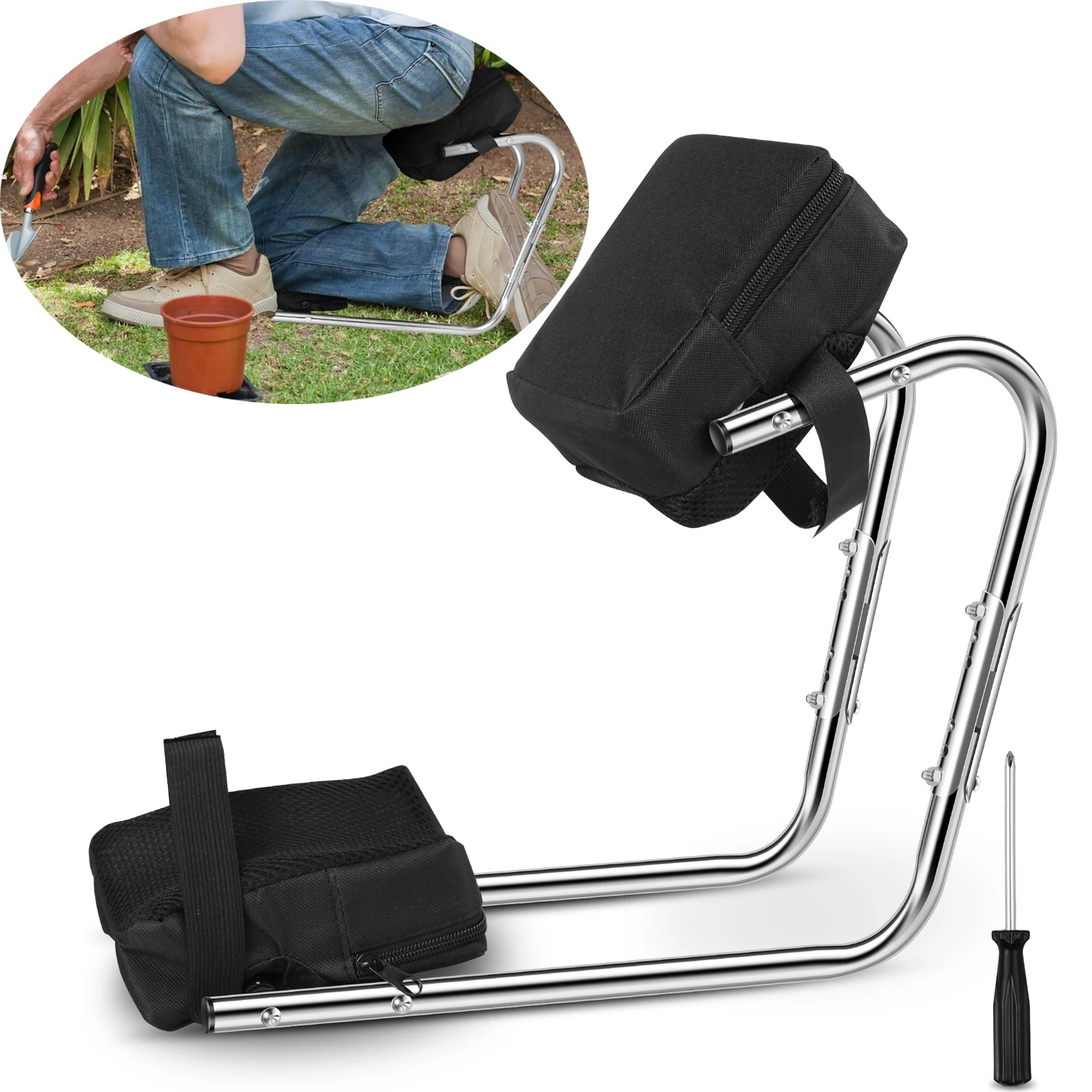 Siège de genouillère de jardin en alliage d'aluminium, coussin de genou de jardinage, résistant à l'usure, Support de genou de ferme ergonomique, tapis de jardinage facile