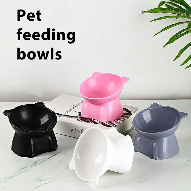 Bols de nourriture surélevés pour chats, bol de nourriture incliné surélevé, bol d'eau surélevé antidérapant pour chat, plat surélevé pour chat pour prévenir le cou sans stress