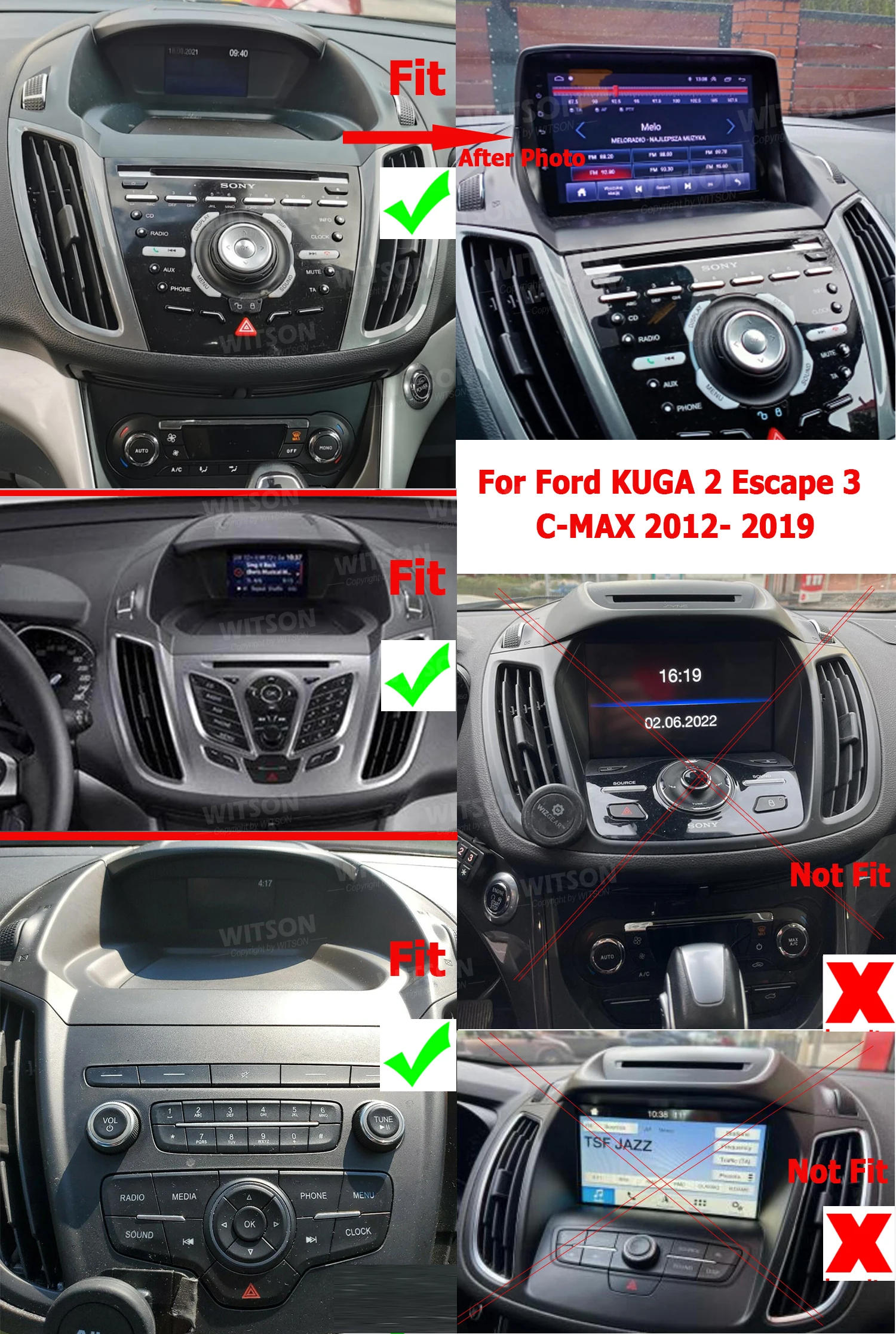WITSON 9 "CarPlay Autoradio QLED oder 2K Touchscreen Stereo Für Ford KUGA 2 Escape 3 C-MAX 2012-2019 MP3 MP4 GPS WIFI Bluetooth Image