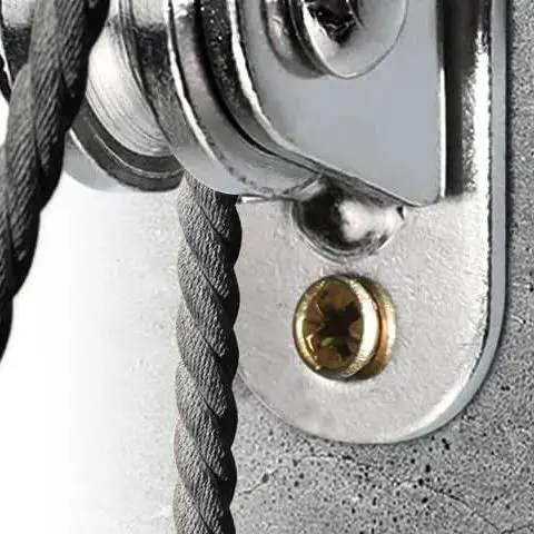 Edelstahl-Flaschenzug, robuste feste Riemenscheibe mit Befestigungsschrauben, abnehmbare, leise Riemenscheibe für Schiebetor und Drahtseil Image