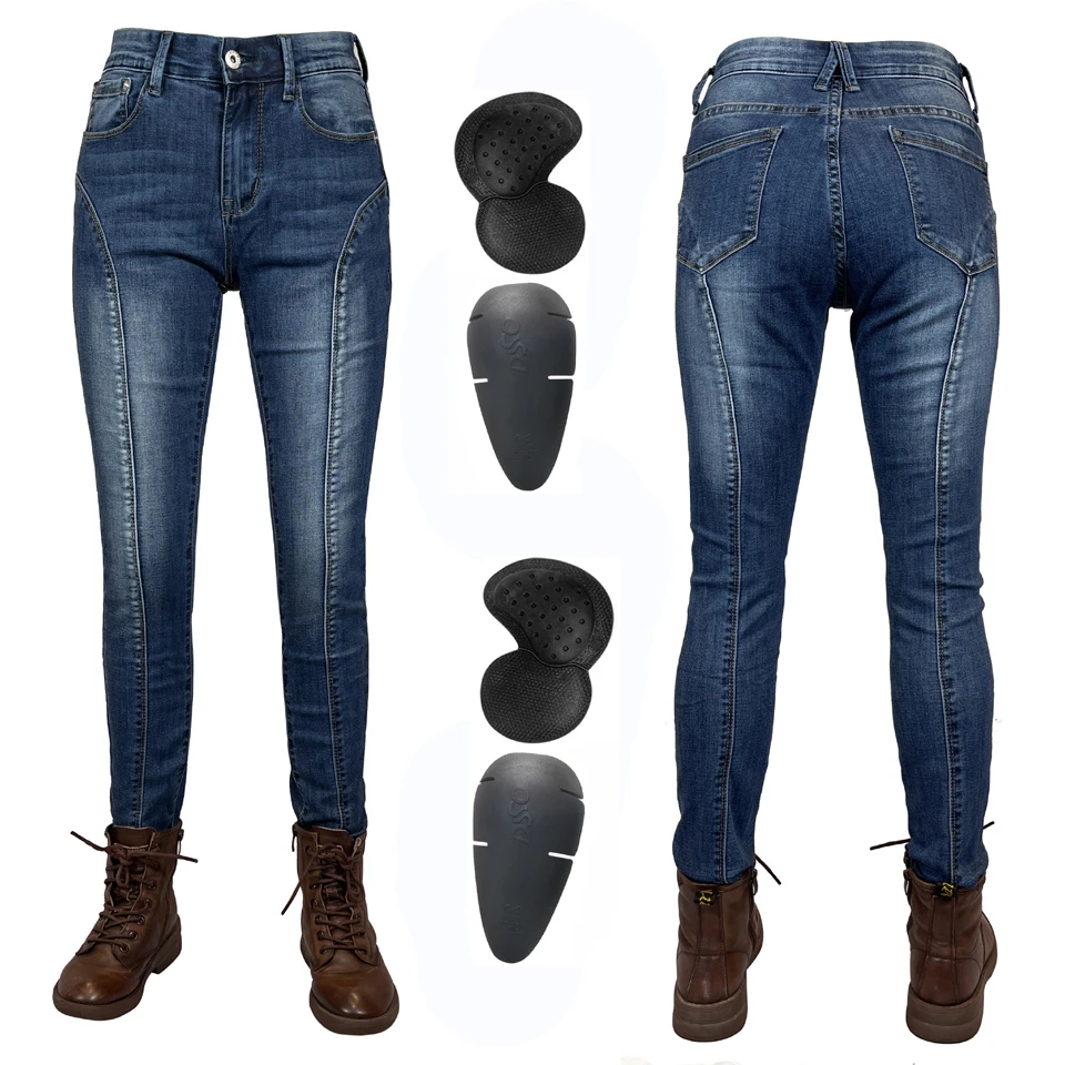 Frauen Motorrad Hosen Blau Moto Jeans Schutzausrüstung Blau Motorrad Hosen Motocross Hosen Moto Hosen Image