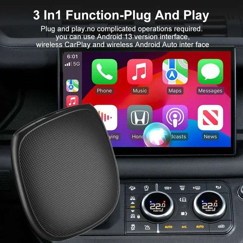 FLIXIVI CarPlay AI Box Wireless Carplay Android Auto QCM6115/6125/6225 8-Core 128G 4G LTE für Netflix YouTube Wireless Carplay Image