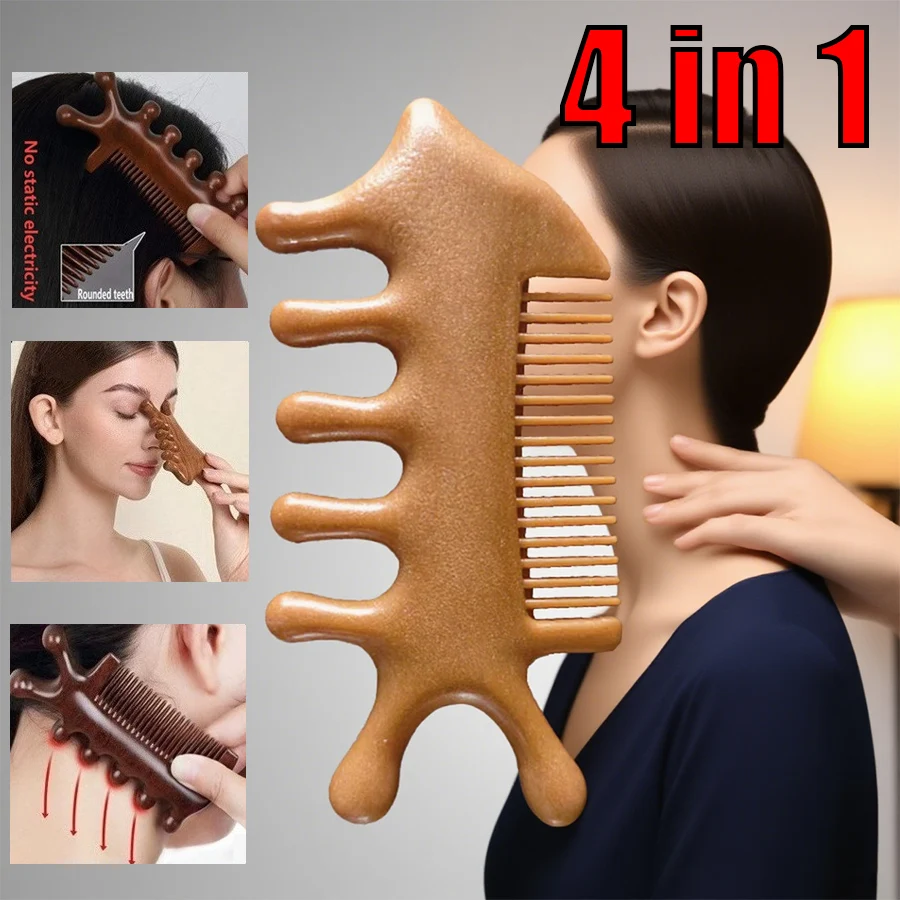 4-in-1-Gua-Sha-Massagegerät für Gesicht, Augen, Hals, Körper und Kopfhaut, Entspannungsgeschenk für Männer und Frauen, Heim-Spa-Reisen, Selbstpflege Image