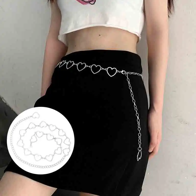 Herzförmige Taillenkette aus Metall, vielseitig einsetzbar für heiße Mädchen, ausgehöhlte herzförmige Kette, personalisierte JK-Hosenkette Image