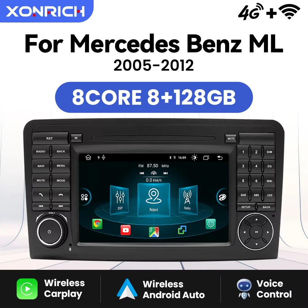 Xonrich autoradio für mercedes benz m-klasse w164 gl-klasse x164 ml gl drahtloses carplay android auto navigation no 2 din dvd