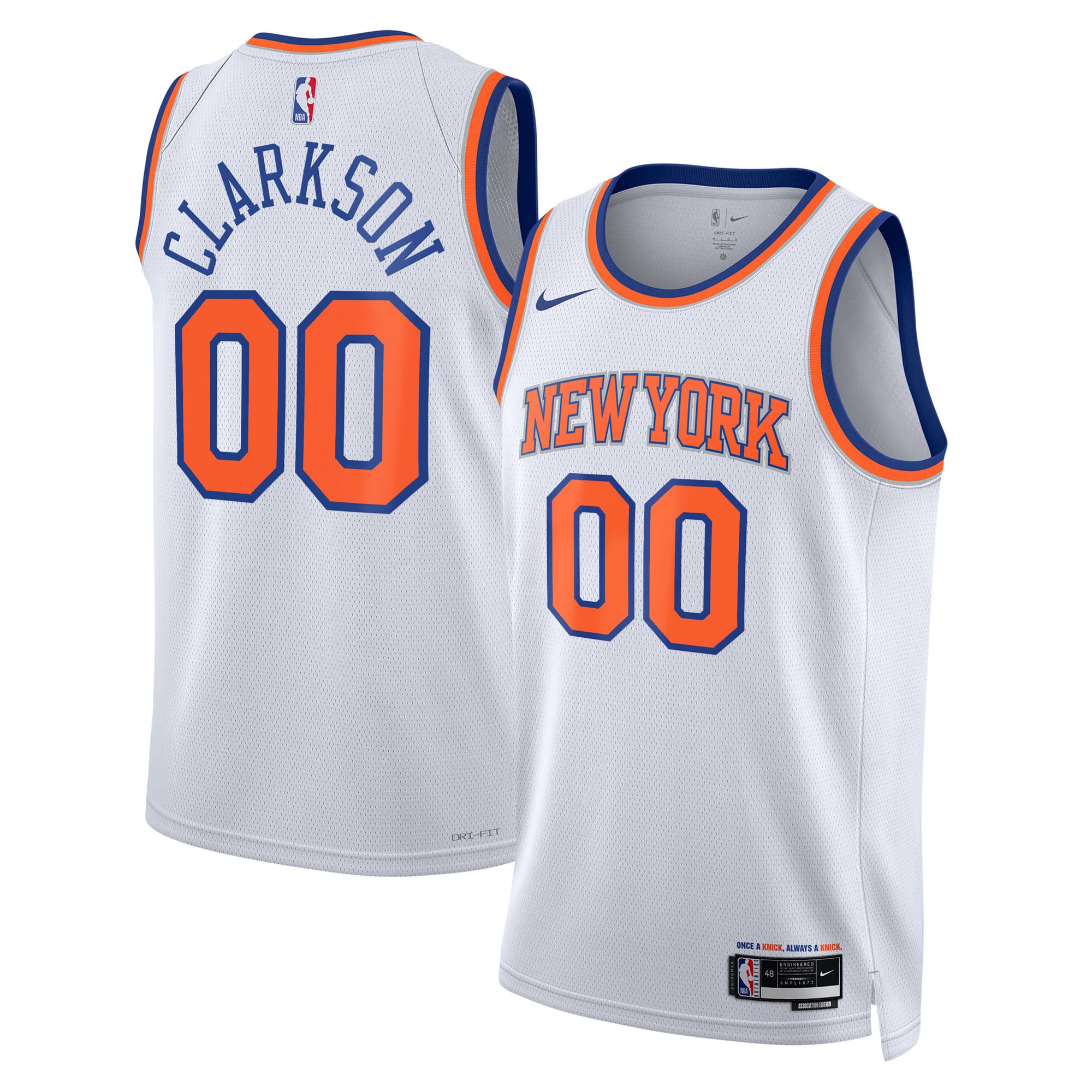 Maillot Nike Association Edition Swingman des New York Knicks – Blanc – Jordan Clarkson – Unisexe - Homme Taille: L