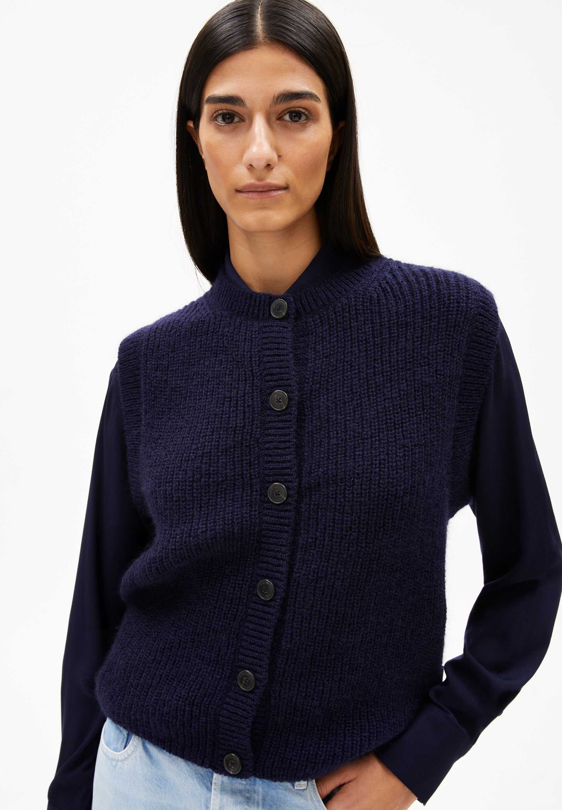 HELGEAA PREMIUM | Stricktop aus Mohair Mix - blau (S) Image
