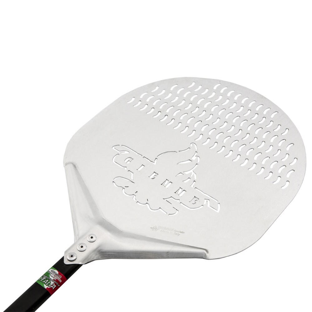 Giemme Spoleto Professionelle Pizzaschaufel aus eloxiertem Aluminium – Teller Ø 36 cm mit rotem Griff 90 cm Image