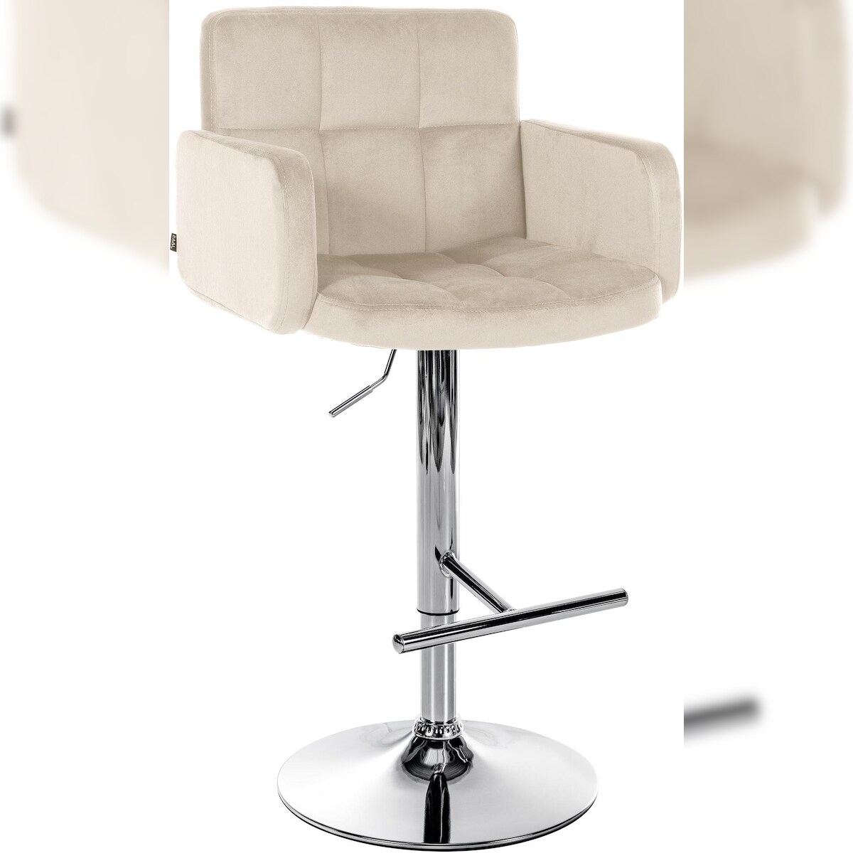 CLP Barhocker Los Angeles Samt creme/chrom Image