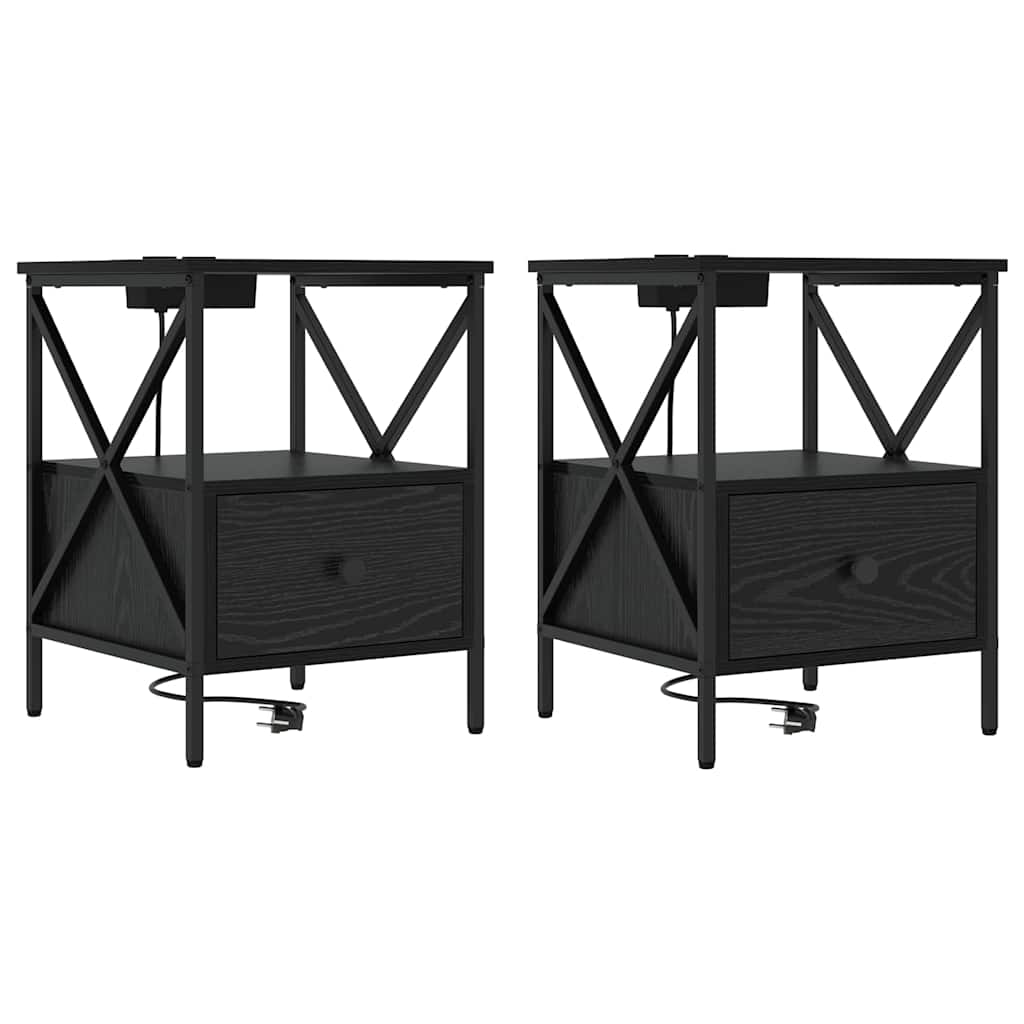 vidaXL Nachttisch Schwarz Eichen-Optik 41,5 x 40,5 x 55 cm Image