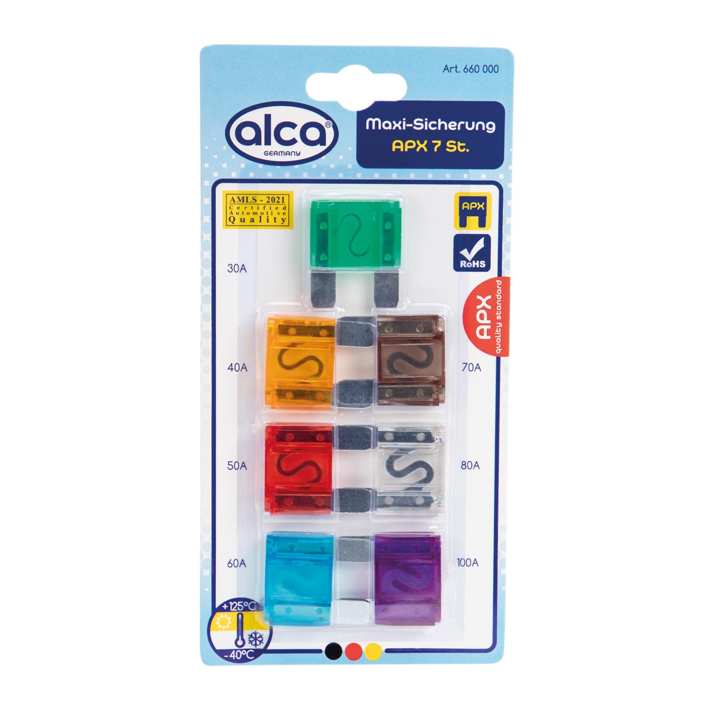 ALCA Maxi-Sicherung 30A - 100A; 7 St. Blister Sicherung 660000 Image