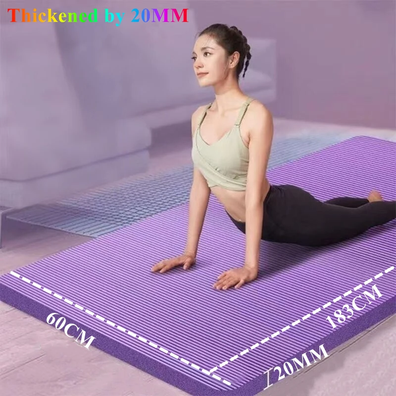183 × 60 cm tapis de yoga sport fitness mousse confortable 20 mm tapis de gymnastique antidérapant épais tapis de yoga sport yoga et Pilates