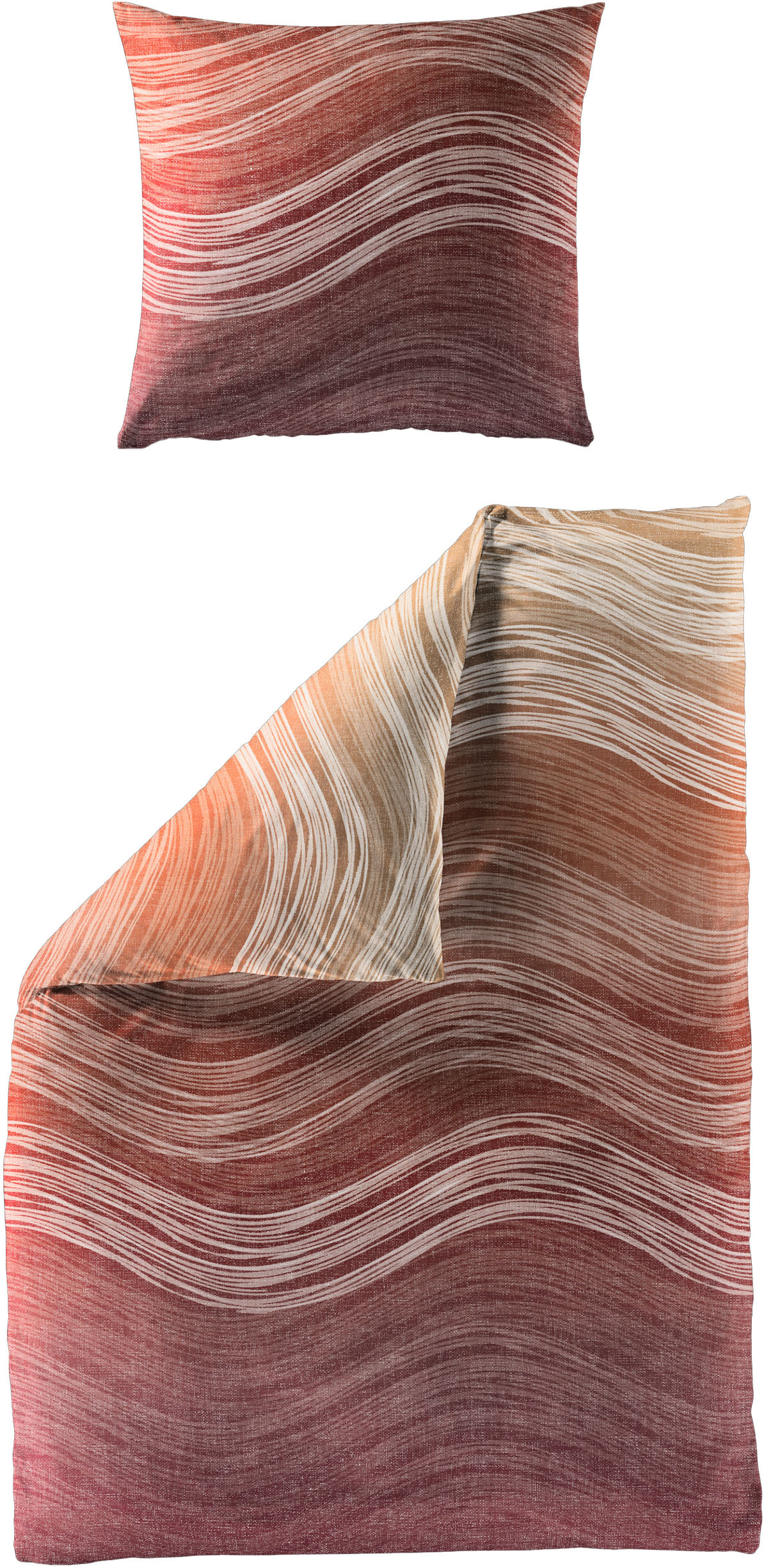 Bettwäsche BIERBAUM "4061", orange, B/L: 135cm x 200cm, 1 Stk., 1 Stk., Mako-Satin, B/L: 80cm x 80cm, 2 Stk., Mako-Satin, Obermaterial: 100% Baumwolle, Bettwäsche, Bettwäsche, Mako-Satin, 100 % Baumwolle, pflegeleicht Image