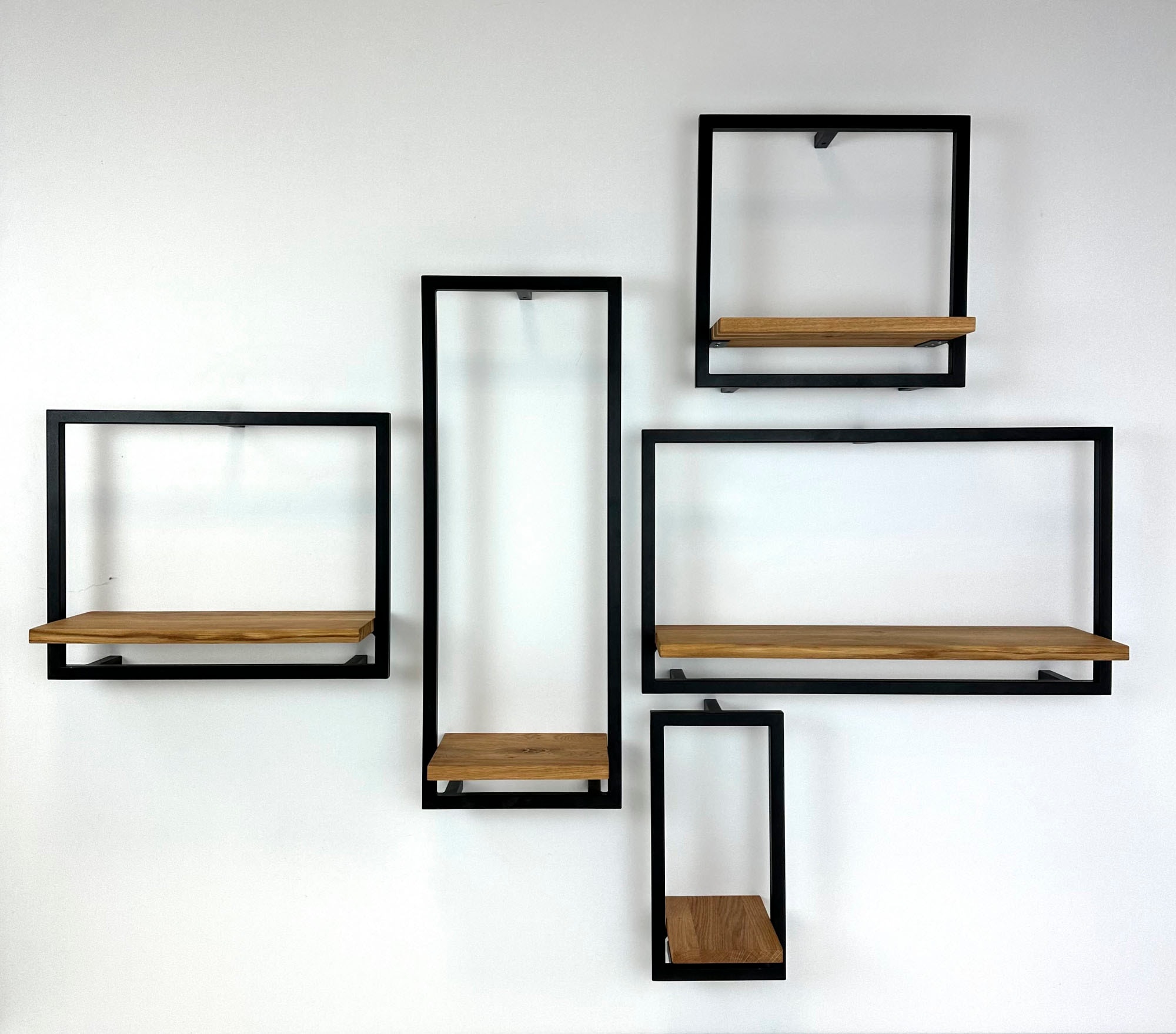 Ablageelement ANDAS "Londen", schwarz (natur, schwarz), B:30cm H:80cm T:20cm, Massivholz, Regale, aus Metall, Ablageflčhen aus massiver Eiche Image