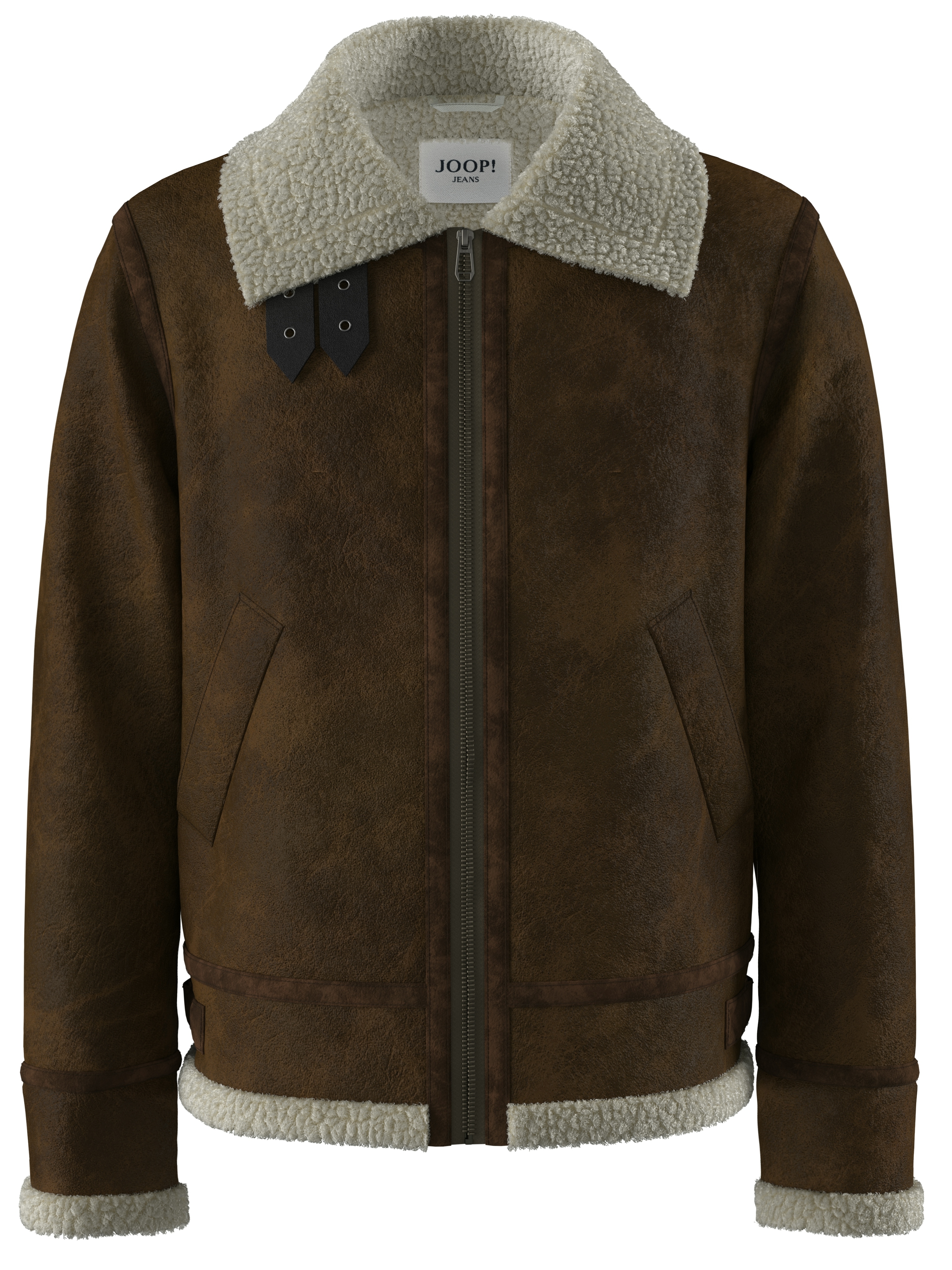 Lederimitatjacke JOOP JEANS "Sawyer", Herren, Gr. 48, braun beige, Web, Obermaterial: 95% Polyester, 5% Elasthan, clean, unifarben, regular fit normal, Rundhals, eingesetzt gerader Abschluss, Jacken, mit zwei Eingrifftaschen an der Seite Image