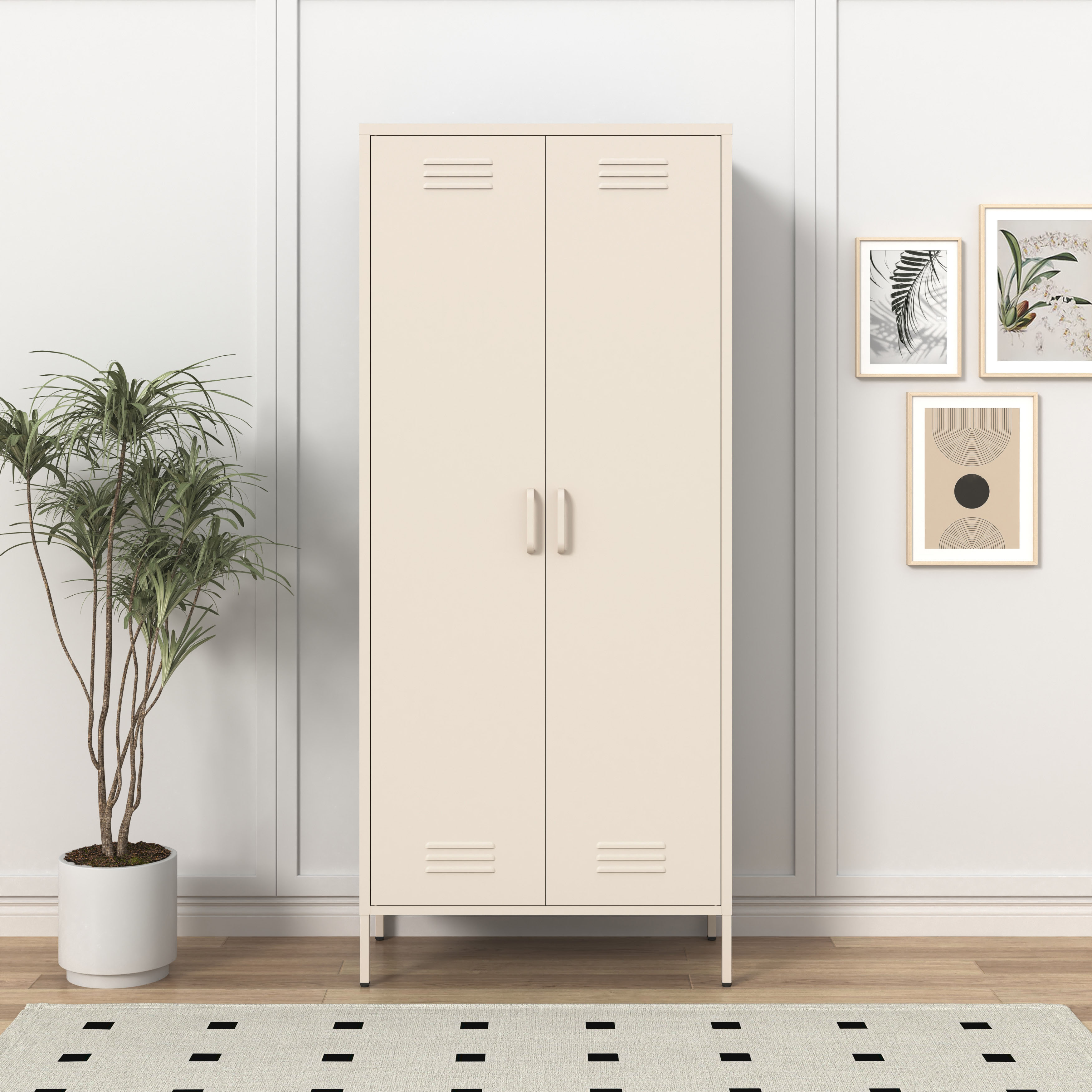 Drehtürenschrank INOSIGN "Kleiderschrank Schrank Metallschrank Mehrzweckschrank Siena Spind", cremeweiß, B:80cm H:185cm T:40cm, Metall, Schränke, in der Höhe verstellbar, abschließbar Image