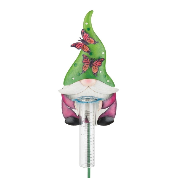 Regal Art & Gift 13496 - Gnome Rain Gauge - Butterfly Lawn and Garden Figurine Stakes