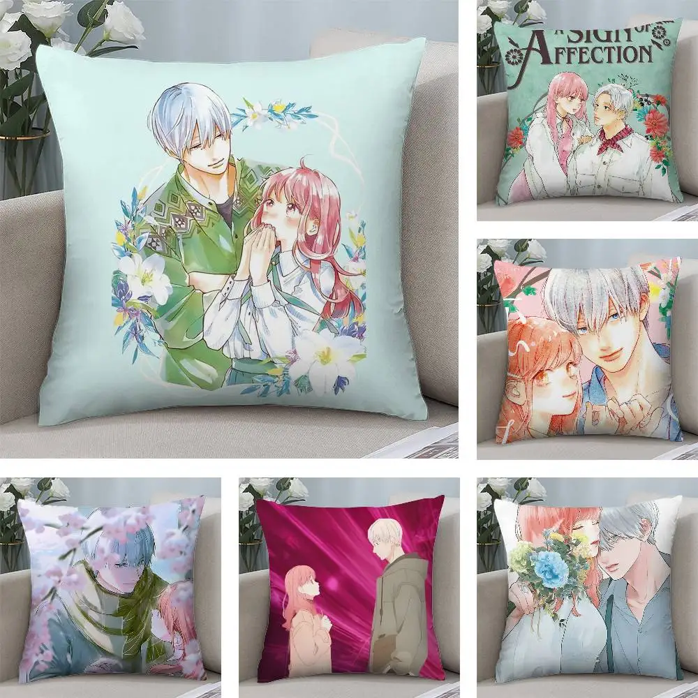 Anime Yubisaki bis Renren Kissenbezug, kurzer Plüsch, doppelseitiger Druck, quadratisch, Dekokissenbezüge, Sofa, Zuhause, Kissen, Dekor Image
