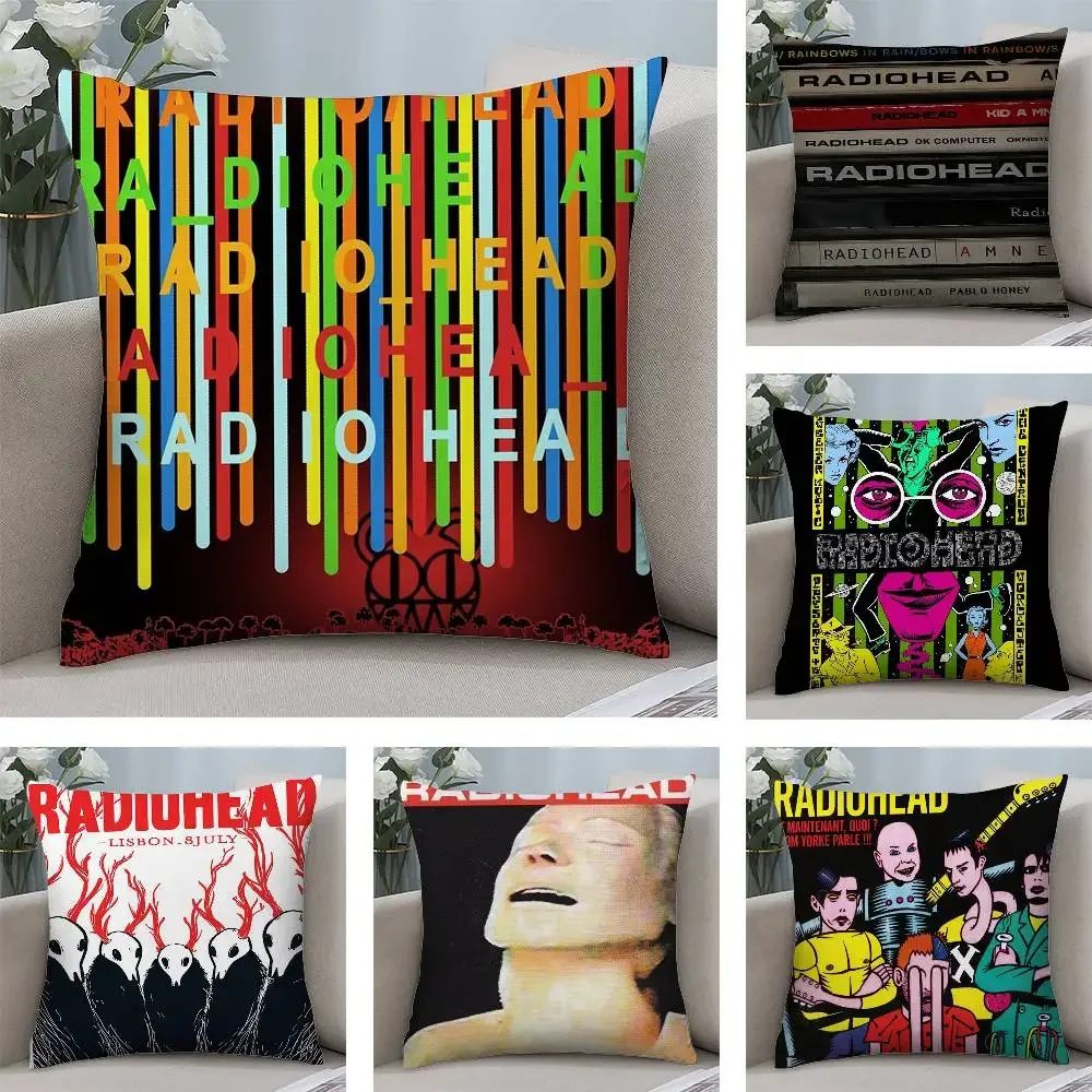 Rock R-Radiohead Band Kissenbezug, kurzer Plüsch, doppelseitiger Druck, quadratische Dekokissenbezüge, Sofa, Zuhause, Kissen-Dekoration Image