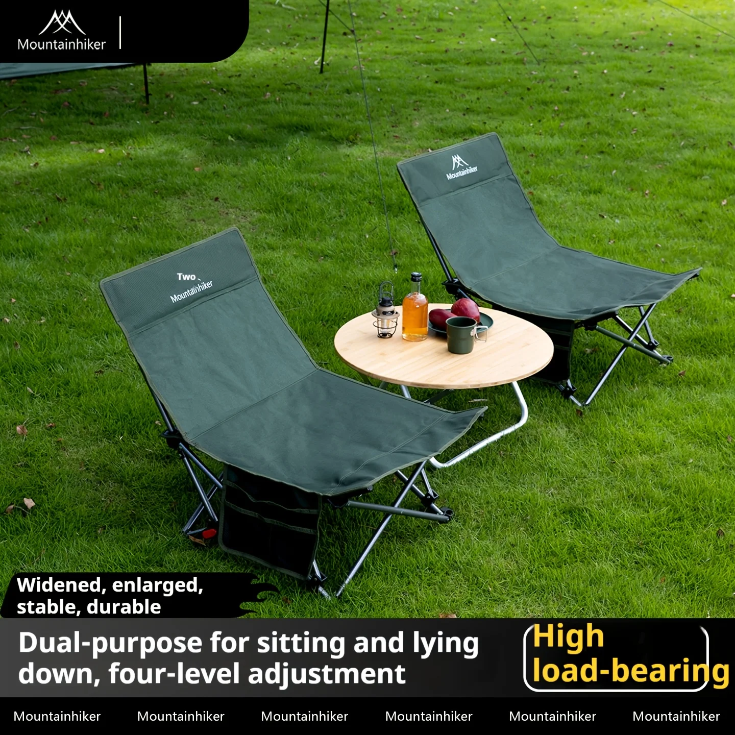 MOUNTAINHIKER Tragbarer klappbarer Loungesessel für Camping, Picknick, Angeln, Hinterhof, Strandstuhl, Picknickliebhaber