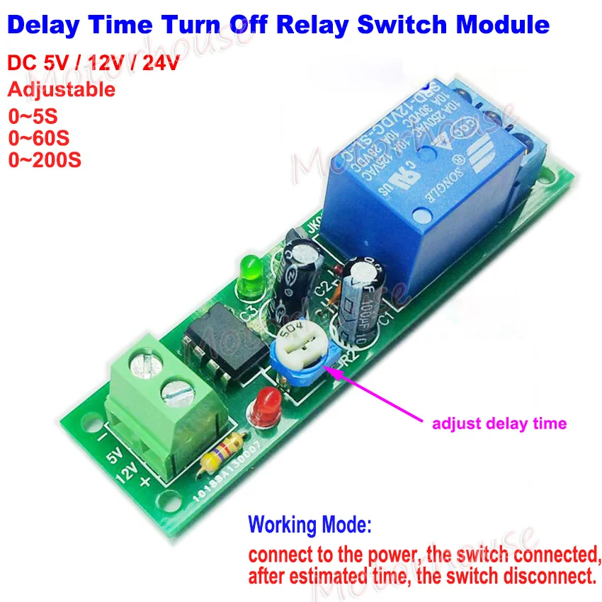NE555 Modulo Relè Ritardo DC 5V 12V 24V Triggle Ritardo Modulo Relè Monostabile Regolazione Ritardo Temporizzatore Chiudi Interruttore di Controllo