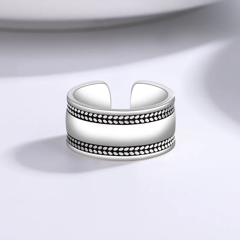 Neue Atmosphäre Blatt 925 Sterling Silber Schmuck Persönlichkeit Mittleren Mooth Blätter Europäischen Stil Öffnung Ringe R208 Image
