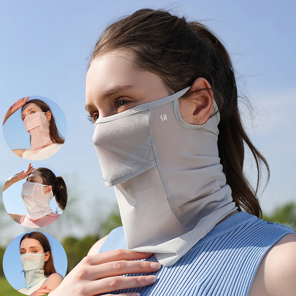 Sonnenschutz maske spurlos für Frauen Männer neue abnehmbare Facekini Eis Seide Anti-Ultraviolett Sommer atmungsaktive dünne Abdeckung Gesicht 2024 Image